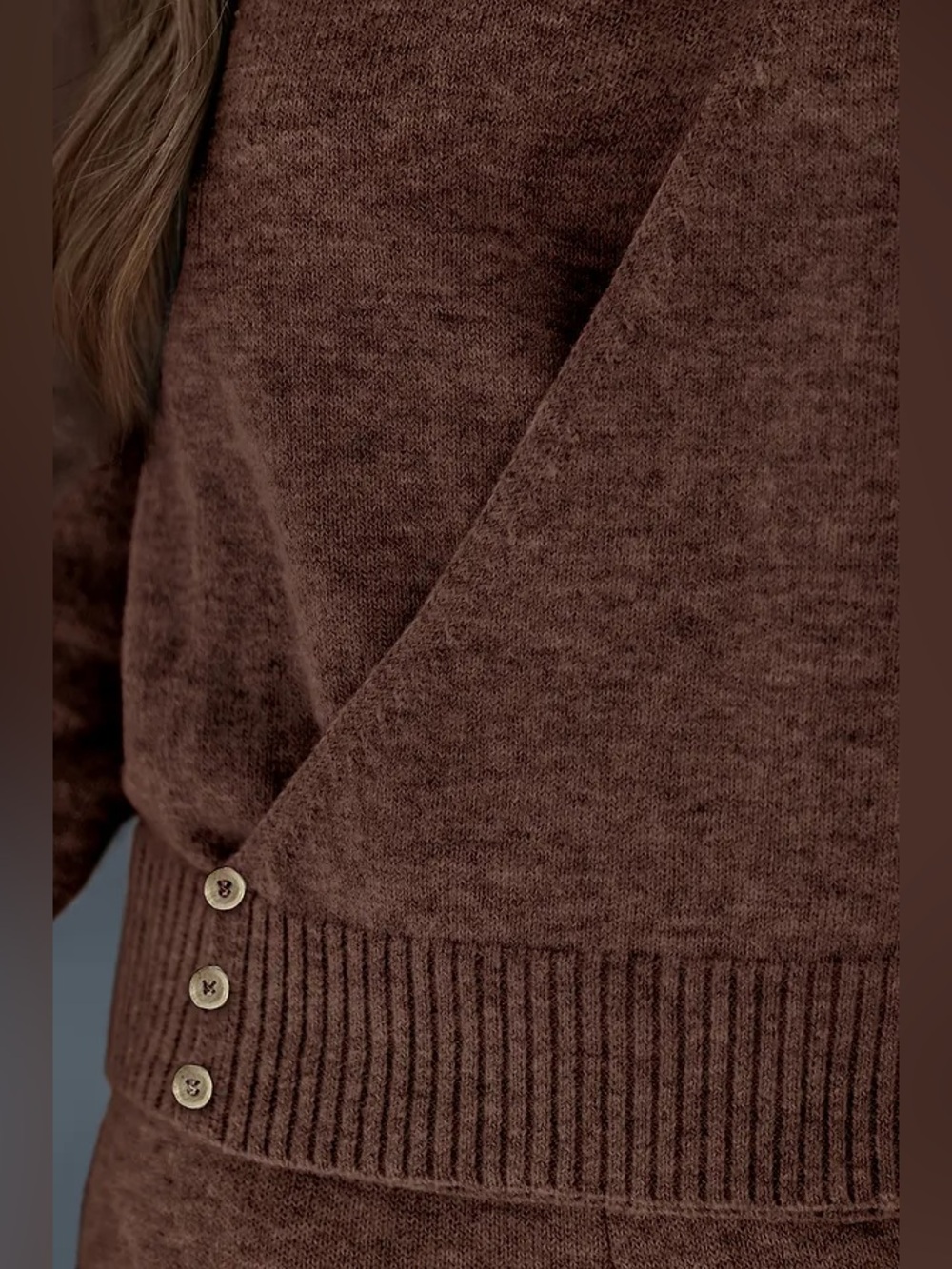 NWT Cupshe In The Know Wool Blend Faux Wrap Knit Sweater Size Large - Picture 3 of 9